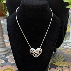 ⭐️Brighton Puffy Heart Swarovski Crystal Silver Necklace